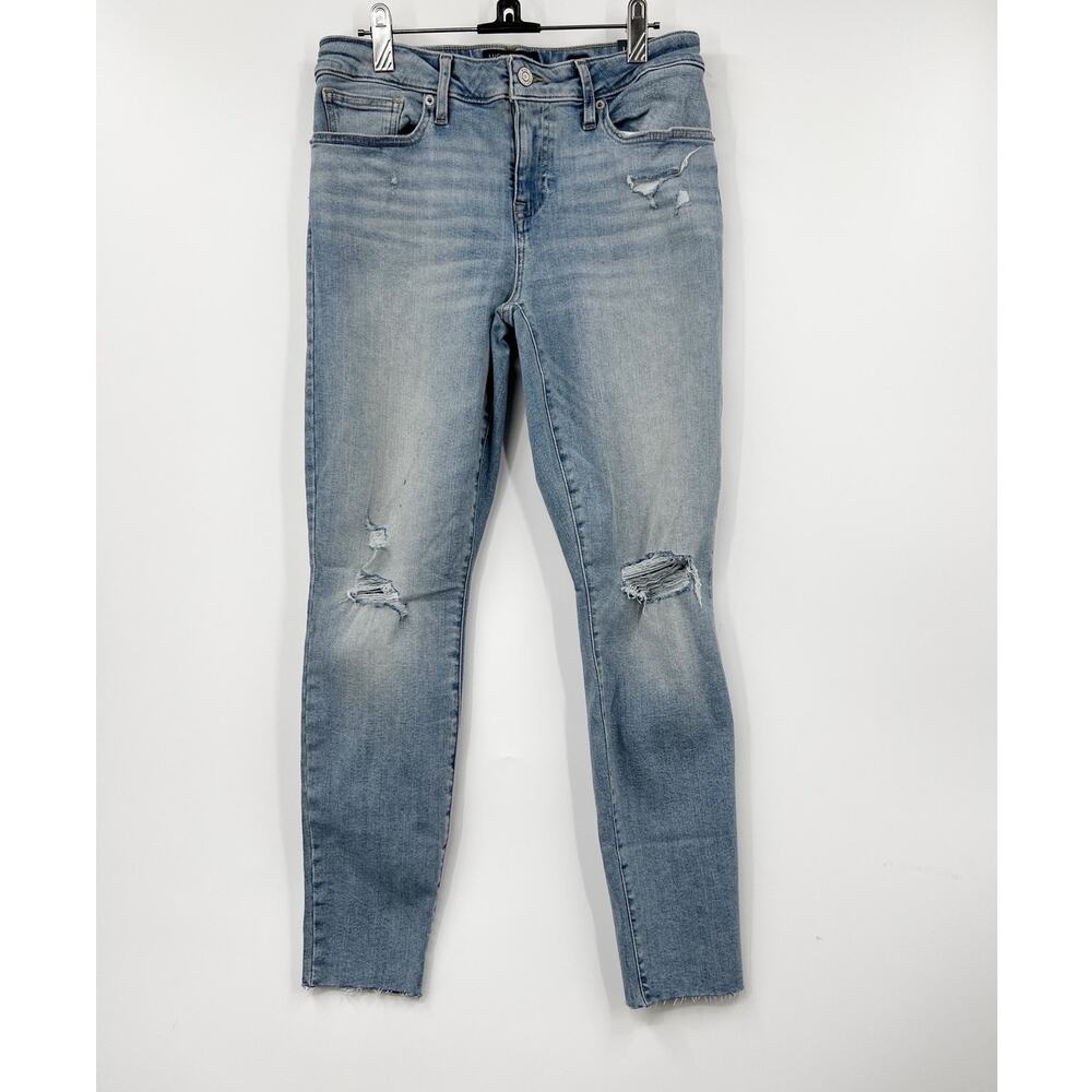 Lucky Brand Jeans Women's Distressed Ankle Skinny Stretch Solid Blue Size 10 New